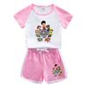 Wang Wang equipe infantil manga curta terno infantil verão estilo ocidental novo pequeno e médio porte crianças shorts casual moda duas peças na moda