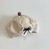 Boina de encaje con lazo, boina de estilo lindo para niñas, versátil para otoño e invierno, hace que la cara se vea más pequeña, gorro de punto cálido para niños