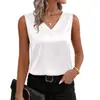 2026 Colete de Cetim Feminino Transfronteiriço Europeu e Americano Amazon Verão Cor Sólida Decote V Casual Sem Mangas Camiseta Top para Mulheres