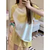 Pijama para Mujer Verano Cuello Redondo Manga Corta Shorts Casual Lindo Cara Sonriente Dulce Estudiante Hogar Holgado Transfronterizo Ropa de Casa