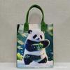 Guochao Post Panda Flor Fieltro Bolsa Tote Bolsa Tote Bolsa de Viaje para el Trabajo Bolsos de Hombro Único Bolsas de Regalo
