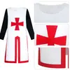 Casaco Masculino Medieval Acinturado Casaco Renascentista de Halloween Top Patchwork Dividido Cosplay Cavaleiros Templários