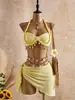 Artículos Populares de Venta Caliente Europeos y Americanos en Stock: Traje de Baño de Dos Piezas para Vacaciones en la Playa para Mujer, Conjunto de Tres Piezas a la Moda, Exclusivamente para Suministro de Comercio Electrónico Transfronterizo