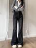 Jeans Microacampanados Retro Americanos para Mujer Otoño e Invierno Nuevo Cintura Alta Sueltos Adelgazantes Pierna Recta Pantalones de Pierna Ancha