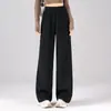 HuamianNovo Estilo para Mulheres Baixas na Primavera e Outono, Elegante, Fluido, Confortável, Amigo da Pele, Calças de Pernas Largas, Emagrecedoras, Casuais, Calças Esportivas