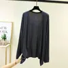 Cardigan de Manga Larga con Cuello en V de Modal para Primavera y Verano con Cordón Ajustable para Mujer, Delgado, Holgado, Casual, Talla Grande, Top Versátil