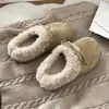 Pantuflas de Algodón Maillard con Lazo para Mujer, Uso en Exteriores, Otoño/Invierno 2026, Con Felpa, Cálidas, Suela Suave, de Poner, Pantuflas Cerradas Peludas