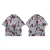 Camisa de Verão Floral Tailandesa de Manga Curta Havaiana Nicho Retrô Estilo Resort Beira-Mar Camisa Leve e Fluida para Homens e Mulheres