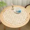 Mantel individual redondo tejido a mano estilo pastoral con borlas para mesa de comedor, Salvamanteles redondos para decoración del hogar, Cubierta para bandeja de té, Envío directo de una pieza