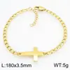 Pulsera Cruz Egipcia Antigua Personalizada de Acero Inoxidable, Lujo Ligero y Sensación de Alta Gama, Pulsera de Cadena Fina Chapada en Oro de 18 Quilates Estilo Ins