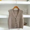 Colete Tricotado Yang Mao com Lantejoulas Exquisite para Mulheres Cardigan Sem Mangas 2026 Outono/Inverno Cardigan Vest Sem Mangas com Decote V Versátil de Temperamento