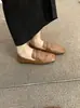 Primer Encuentro Zapatos de Frijol Jifangtou para Mujer Estilo Francés Retro Suaves Planos Casuales Mocasines Cuero Suave Suela Suave Mocasines sin Cordones
