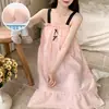 2026 Verano Nuevo Estilo Algodón Nube Bordado Tejido Manga Corta Camisón para Mujer con Copas Estilo Princesa Ropa de Casa Vestido Largo