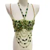 Cadena Corporal de Perlas Transfronteriza Europea y Americana, Top Halter Hecho a Mano con Superposición de Perlas, Bikini Estilo Vacaciones