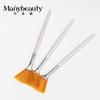 Pincel de plástico con forma de abanico para mascarillas, cepillo de varilla larga de color amarillo, herramienta de maquillaje de belleza para hacer uno mismo.