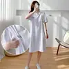 Ropa de Maternidad, Bata de Noche para Lactancia Postparto, Vestido de Verano de Manga Corta, Camiseta de Longitud Media, Ropa de Lactancia para Salir, Tops de Lactancia