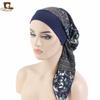 Bolsa con capucha étnica de ala ancha elástica para mujer, gorro con capucha estampado, gorro de dormir para quimioterapia JDT-329C