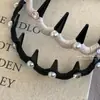 Diadema de Perlas Onduladas Versátil de Moda con Dientes Doble Uso Accesorio para el Cabello Temperamento Circonita Pieza para la Cabeza para Lavarse la Cara Pinza para el Cabello de Celebridad de Internet