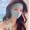 Mascarilla de Verano Anti-UV de Seda de Hielo con Protección Ocular Sin Marcas Ice Hole para Mujer, Sombrilla Estéreo 3D para Cara Completa
