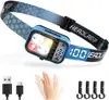 Linterna frontal para correr para exteriores transfronteriza, ligera, mini, multi-fuente de luz, linterna frontal para pesca, batería de larga duración, pantalla digital, luz blanca
