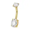 Anillos para Ombligo de Acero Inoxidable Galvanizado con Circonita Blanca Transfronterizos en Formas Cuadrada, Corazón y Gota con Joyería para Piercing de Rosca Interna