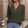 Bai Fen Zhi Yi Venta Caliente de Comercio Exterior Estilo Europeo y Americano Color Sólido Ropa para Mujer Transfronteriza Sudadera Blanca de Manga Larga con Cuello en V para Mujer