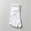 Meias Finas de Verão Masculinas de Cinco Dedos Antibacterianas Anti-Pilling 100% Algodão Meias para Dedos Respiráveis Absorventes de Suor Meias de Cano Médio para Corrida