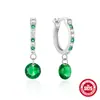 Pendientes de Plata de Ley S925 con Diamante Super Brillante y Esmeralda Pendientes Europeos y Americanos Más Vendidos Pendientes Elegantes de Colores Vivos para Mujer