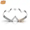 Molde para Galletas de Azúcar Plegable de Acero Inoxidable Doble Corazón Forma de Corazón Molde para Hornear Día de San Valentín