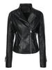 Chaqueta de Piel Sintética para Mujer con Cuello Solapa y Cremallera, con Mangas Acolchadas de Algodón que Resaltan la Figura