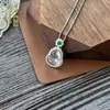 Collar de Cadena para Clavícula de Plata S925 con Colgante de Calcedonia Blanca de Alta Calidad en Forma de Calabaza Incrustado con Ágata de Color Jade para Mujeres, Cadena de Moda Ligera de Lujo para Socialité