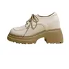 Mocasines de suela gruesa para mujer 2026 nuevo estilo de otoño zapatos de cuero con cordones que aumentan la altura zapatos de estilo británico que aumentan la altura para personas menudas zapatos individuales versátiles