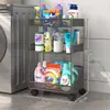 Estantería de Almacenamiento para Baño, Estantería de Piso Multicapa para Baño y Inodoro, Adecuada para Espacios Estrechos, Junto a la Lavadora, Estantería de Esquina para Lavadero