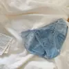 Bragas sexy de chica de deseo puro estilo francés con tirantes finos y lazo, de color liso, de malla y satén, caladas, transpirables, de tiro bajo