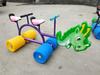 Equipo de entrenamiento sensorial con forma de dibujos animados para niños de jardín de infantes, juguete de equilibrio con rodillos coloridos al aire libre, co-rickshaw