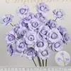 Rosas de Creme Simuladas de 3 Cabeças, Decoração de Fundo para Casamento, Arranjo de Flores para Guia de Estrada, Flores de Seda Estilo Europeu para Casamento, Flores Artificiais