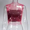 2026 Europeu e Americano Mais Vendido Top Cropped de Rede com Strass Amazon Transfronteiriço Tendência Camisola de Rede Top Versátil Roupa Feminina