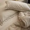 Funda de edredón de lino teñido en hilo para madre e hijo, jacquard sin teñir, algodón lavado, transpirable, apta para la piel, juego de cuatro piezas de algodón y lino de color primario para cama