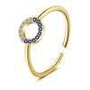 Anillo Estilo Ins Moda para Mujer Personalizado Celebridad de Internet Diamante de Zirconio Azul Anillo Abierto para Dedo Índice para Mujer Anillo Simple Elegante