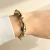 Pulsera elástica de disco geométrico plisado metálico, nueva pulsera de accesorio para la mano de nicho de alta gama minimalista de alta resistencia transfronteriza