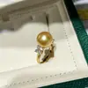 Anillo de Trébol de Cuatro Hojas con Perla Shijia Chapado en Oro Real para Mujer, Diseño de Nicho de Lujo Ligero, Sensación de Alta Gama, Anillo Versátil Ajustable para Dedo Índice