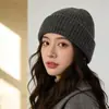 Gorro de Punto Grueso de Color Sólido, Sencillo y Versátil, para Hombres y Mujeres, con Cabeza Grande, para Adelgazar la Cara, Cálido para Otoño e Invierno