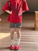 2025 Verano Nuevo Estilo Coreano Ropa para Niños Camiseta de Cuello Redondo con Letras para Niñas Camiseta de Manga Corta con Cuello Redondo para Bebé Top