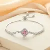 Pulseira Colar Trevo de Quatro Folhas Cravejado com Zircônia Cúbica Full Diamond Ajustável para Mulheres Design de Nicho Versátil Joias Fábrica Atacado