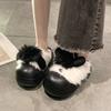 Chinelo Feminino de Bico Fechado Antiderrapante com Aumento de Altura para Outono e Inverno 2025 Nova Moda Versátil Solado Grosso Elegante Quente Algodão para Mulheres