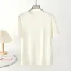 Camiseta de Mujer de Manga Corta con Cuello Redondo, Color Sólido, Caída Suelta, Mezcla de Lana y Tencel, Versátil, Corte Ajustado, Prenda Interior