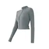 Nueva Chaqueta de Yoga para Mujer Deportiva al Aire Libre Casual Cuello Alto Ajustada Delgada Cremallera Ropa de Yoga Top de Fitness de Manga Larga