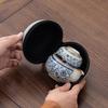 Juego de Té de Viaje Azul y Blanco de Horno Ru Taza Rápida Portátil Una Olla Tres Tazas Tetera Kung Fu para Exteriores Taza de Té