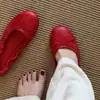 Sapatos de salto baixo estilo balé com laço, boca rasa, para mulheres, sola plana, macios, não cansam os pés, sapatos tipo rolinho de ovo, slip-ons, sapatos de vovó, sapatos de balanço