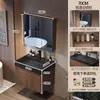Gabinete de Banheiro Integrado Estilo Antigo em Nogueira Combinação de Banheiro Vaso Sanitário Lavatório de Rocha Madeira Maciça Pia Inteligente